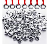 Syhood 300 Pieces Christmas Believe Bell Ornaments Gifts Bulk Polar Santa Sleigh Bells 1.5'' Christmas Tree Decorations Xms Party Gifts Favors Stocking Stuffers (Silver)