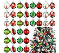 Syhood 36 Pcs Mini Christmas Ball Ornaments Glitter Ball Decorations for Christmas Tree Hanging Decor for Party Supplies Home Indoor(Lime Green 2)