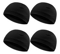 Syhood 4 Pcs Cotton Skull Caps for Men Women Breathable Beanie Thin Sleep Hat Night Running Cap Helmet Liner for Cycling Gym(Black,Solid Style)