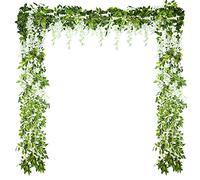 Syhood 4 Pieces 26 ft in Total White Artificial Wisteria Garland Hanging Flowers Vine Wedding Silk Wisteria Hanging Flower for Wedding Arch Home Garden Party Outdoor Decor