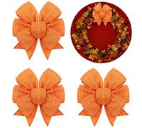 Syhood 4 Pieces Thanksgiving Fall Wreath Bows Burlap Bows Orange Bows for Wreath Tree Topper Bows for Thanksgiving Christmas Tree Xmas Party Birthday Wedding Decor Sewing Crafts