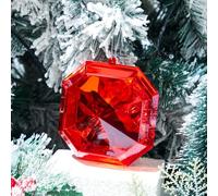 Syhood 5.1 Inch Jewel Ornament Glitter Jewel Ornaments for Christmas Tree Acrylic Large Christmas Tree Hanging Decorations for Xmas Wedding Holiday Party Decor(Red, Square)
