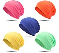 Syhood 5 Pcs Unisex Slouchy Beanie Hats for Men Women Summer Beanie Hats Lightweight Baggy Dwarf Soft Chemo Sleep Caps(Bright Colors)