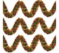 Syhood 52.5 ft Christmas Tinsel Garland Metallic Tinsel Twist Garland Mixed Color Hanging Foil Glittering Decoration for Xmas Tree Indoor Outdoor Home Party Supply(Mixed Red, Green, Gold)