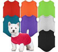 Syhood 8-Piece Dog Shirts, Pet Puppy Blank Clothes, Summer Soft Dog T-Shirts, Breathable Cotton, M Size, Black, Grey, Dark Green, Purple, Rosy, Orange, Red, Light Green