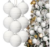 Syhood 9 Pcs 2.36 Inch Christmas Ball Ornaments Boho Farmhouse Jute Rope Hanging Balls Burlap Neutral Rustic Ornaments for Xmas Tree Holiday Wreath Garland Wedding Home(White)