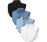 Syhood Detachable Dickey Collar Half Shirts Round Blouse False Top for Women Outfits, Blue, Light Blue, White, Black, One Size