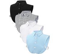 Syhood Detachable Dickey Collar Half Shirts Round Blouse False Top for Women Outfits, Light Blue, White Strip, White, Black, One Size