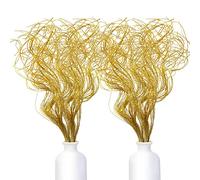 Syhood Glitter Curly Ting Ting Branches Christmas Branches Vase Filler Artificial Curly Twigs for Christmas Tree Garland Wreath Decoration, Craft Vases Home Garden Decoration (Gold, 80 Pieces)