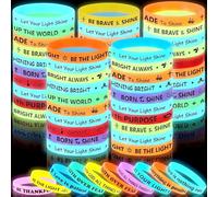 Syhood Silicone Bracelets Bulk, Let Your Light Shine, Glow, 200 Pcs | Glow in Dark Christian Silicone Bracelets Halloween Religious Bracelets Inspirational Scripture Wristbands for Kids Adults