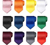 Syhood Solid Satin Pure Color Ties Set Business Formal Necktie Tie for Men Formal Occasion Wedding, Deep Navy, approx. 57.08 x 3.1 inches/ 145 x 8 cm