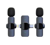 SYHsdzg Wireless Lavalier Microphone Set, USB-C and Lightning Compatible, 3-Pack, Space Gray