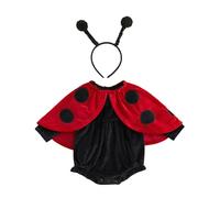 SYHVGI Baby Ladybug Halloween Costume, Long Sleeve Romper with Dot Cape + Headband (Red, 3-6 Months)