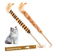 SYHZC Cat Toys Interactive For Indoor Cats, 2pcs Cat Wand, Interactive Feather Teaser Wand Toy Bell Kitten Cat Having Fun Exerciser Playing