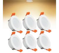 Syibelters 3W LED Recessed Ceiling Spotlights, 3000K Warm White Ultra Slim Panel Light, Cut Φ50-55mm, AC110-240V Round Downlights for Living Room Office, 6 Pack
