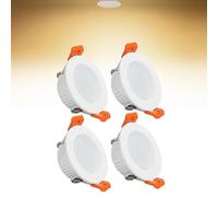 Syibelters 3W LED Recessed Ceiling Spotlights, 3000K Warm White Ultra Slim Panel Light, Cut Φ50-55mm, AC110-240V Round Downlights for Living Room Office, 4 Pack