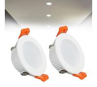 Syibelters 3W LED Recessed Ceiling Spotlights, 6000K Cold White Ultra Slim Panel Light, Cut Φ50-55mm, AC110-240V Round Downlights for Living Room Office, 2 Pack