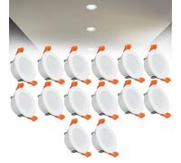 Syibelters 3W LED Recessed Ceiling Spotlights, 6000K Cold White Ultra Slim Panel Light, Cut Φ50-55mm, AC110-240V Round Downlights for Living Room Office, 14 Pack