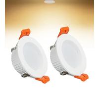 Syibelters 5W LED Recessed Ceiling Spotlights, 3000K Warm White Ultra Slim Panel Light, Cut Φ70-75mm, AC110-240V Round Downlights for Living Room Office, 2 Pack