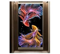 Syiboo 5D Diamond Painting Kits Koi Carp,DIY Diamond Painting for Adults Kids Large Size Full Drill Crystal Rhinestone Embroidery Cross Stitch Diamond Art Kits for Home Wall Decor Round Drill,12x30in