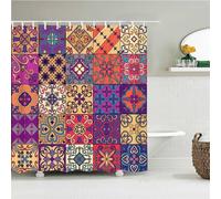 Syiboo Boho Coloring Book Shower Curtain Washable Bath Curtains,with 12 Hooks and Weighted Hem,Fabric Shower Curtains Outdoor Waterproof Polyester for Bath Tub and Shower Stall,90x90cm W36*L36 Inch