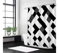 Syiboo Shower Curtain 100 x 200 Black Shower Curtains for Bathroom with 12 Hooks, Waterproof Polyester Fabric, Machine Washable, Quick Dry, for Wet Room, Bathtub, Hotel, Home Decoration White, y579l