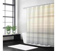 Syiboo Shower Curtain 100 x 200 Cream Shower Curtains for Bathroom with 12 Hooks, Waterproof Polyester Fabric, Machine Washable, Quick Dry, for Wet Room, Bathtub, Hotel, Home Decoration Stripe, y591l