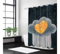 Syiboo Shower Curtain 120 x 180 Grey Shower Curtains for Bathroom with 12 Hooks, Waterproof Polyester Fabric, Machine Washable, Quick Dry, for Wet Room, Bathtub, Hotel, Home Decoration Yellow, y389l