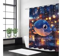 Syiboo Shower Curtain 120 x 200 Blue Shower Curtains for Bathroom with 12 Hooks, Waterproof Polyester Fabric, Machine Washable, Quick Dry, for Wet Room, Bathtub, Hotel, Home Decoration Dolphin, y303l