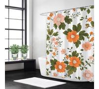 Syiboo Shower Curtain 120 x 200 White Shower Curtains for Bathroom with 12 Hooks, Waterproof Polyester Fabric, Machine Washable, Quick Dry, for Wet Room, Bathtub, Hotel, Home Decoration Orange, y265l