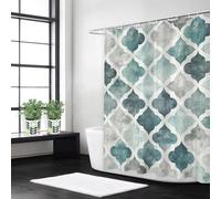 Syiboo Shower Curtain 160 x 160 Retro Shower Curtains for Bathroom with 12 Hooks, Waterproof Polyester Fabric, Machine Washable, Quick Dry, for Wet Room, Bathtub, Hotel, Home Decoration Green, y241l