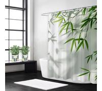 Syiboo Shower Curtain 160 x 180 Green Shower Curtains for Bathroom with 12 Hooks, Waterproof Polyester Fabric, Machine Washable, Quick Dry, for Wet Room, Bathtub, Hotel, Home Decoration Leaf, y557l