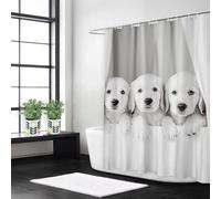 Syiboo Shower Curtain 180 x 220 White Shower Curtains for Bathroom with 12 Hooks, Waterproof Polyester Fabric, Machine Washable, Quick Dry, for Wet Room, Bathtub, Hotel, Home Decoration Dog, y507l