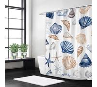 Syiboo Shower Curtain 180 x 240 Blue Shower Curtains for Bathroom with 12 Hooks, Waterproof Polyester Fabric, Machine Washable, Quick Dry, for Wet Room, Bathtub, Hotel, Home Decoration Shell, y285l