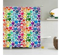 Syiboo Shower Curtain 180x200cm Extra Long Shower Curtains Waterproof Washable Bathroom Curtains,Weighted Bath Curtains with Hooks,3D Outdoor Shower Curtain Colored Hearts W71*L79 Inch