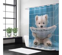 Syiboo Shower Curtain 200 x 180 White Shower Curtains for Bathroom with 12 Hooks, Waterproof Polyester Fabric, Machine Washable, Quick Dry, for Wet Room, Bathtub, Hotel, Home Decoration Animal, y439l