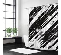 Syiboo Shower Curtain 200 x 200 Black Shower Curtains for Bathroom with 12 Hooks, Waterproof Polyester Fabric, Machine Washable, Quick Dry, for Wet Room, Bathtub, Hotel, Home Decoration White, y371l