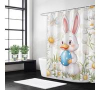 Syiboo Shower Curtain 200 x 220 White Shower Curtains for Bathroom with 12 Hooks, Waterproof Polyester Fabric, Machine Washable, Quick Dry, for Wet Room, Bathtub, Hotel, Home Decoration Animal, y383l