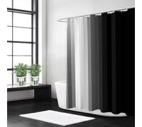 Syiboo Shower Curtain 200 x 240 Black Shower Curtains for Bathroom with 12 Hooks, Waterproof Polyester Fabric, Machine Washable, Quick Dry, for Wet Room, Bathtub, Hotel, Home Decoration White, y597l