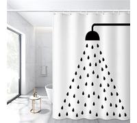 Syiboo Shower Curtain 200x220cm Extra Long Shower Curtains Resistant Waterproof Washable Bathroom Curtains,Weighted Bath Curtains with Hooks,3D Outdoor Shower Curtain White Black W79*L87 Inch