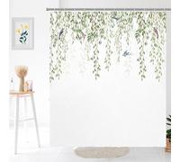 Syiboo White Plant Shower Curtain Washable Bath Curtains,with 12 Hooks and Weighted Hem,Fabric Shower Curtains Outdoor Waterproof Polyester for Bath Tub and Shower Stall,200x300cm W79*L119 Inch