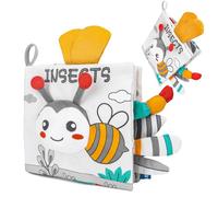 syid Baby Book Toys, Baby Toys 0-6 Months Sensory Books Jungle Tails Soft Touch and Feel Crinkle Cloth Books, Newborn Infant Essentials Gifts for 0 3 6 12 Months Boys Girls (Bee)