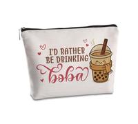 SYIJIMSJKT Boba Tea Lover Gifts Makeup Bag Boba Kawaii Travel Toiletry Zipper Pouch Christmas Birthday Graduation Bubble Tea Gifts for Tea Lovers Sister Friends Daughter Women
