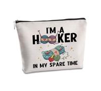 SYIJIMSJKT Crochet Gifts Makeup Bag I'm a Hooker in My Spare Time Knitting Accessories Crochet Cosmetic Bags for Crocheting Christmas Birthday Crochet Gifts for Crocheters Lovers Travel Zipper Pouch
