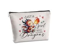 SYIJIMSJKT Dragon Gifts For Women Makeup Bag Just a Women Who Loves Dragons Travel Zipper Pouch Dragon Themed Christmas Graduation Birthday Gifts for Daughter Sister Friend Animal Lovers