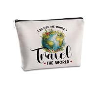 SYIJIMSJKT Travel Gifts for Women Makeup Bag International Travel Accessories Cosmetic Bags Flight Attendant Christmas Birthday Gift Zipper Pouch for People Who Love Travels
