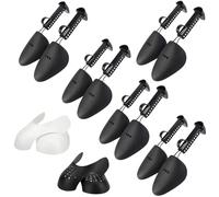 SYINUOYIS 7 Pairs Plastic Shoe Stretchers for Men,Include 5 Pairs Adjustable Length Shoe Trees and 2 Pairs Shoe Boot Creases Preventers, Black, Men shoes' size 5.5-11