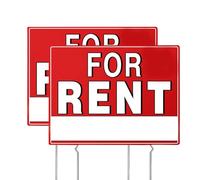 Syiomlis 2PC For Rent Sign with Stand,Double Sided 15" X 12", Corrugated Plastic with Metal H Stake- for Rental House Car Apartment Shops Business