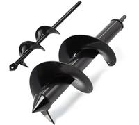 SYITCUN 2pcs Garden Auger, Heavy Duty Manganese Steel Bulb Planting Auger, 8x30cm & 4x22cm, Drill Planter Garden Bulb Planter Tools