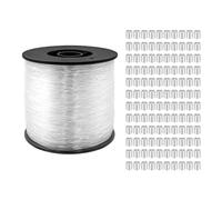 SyiXute 1 Roll 200 m Strong Clear Invisible Hanging Wire,0.8 mm Nylon Monofilament Fishing Wire with 120 Aluminum Crimping Sleeves for Picture Hanging Decoration and Crafts